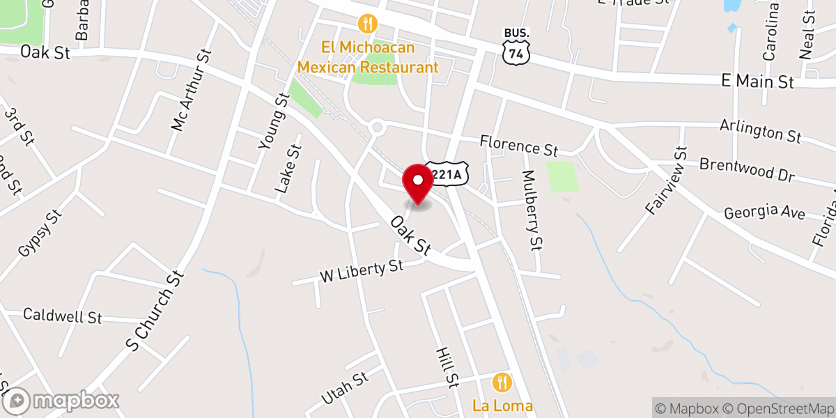 Map showing location of Grace Chapel Forest City