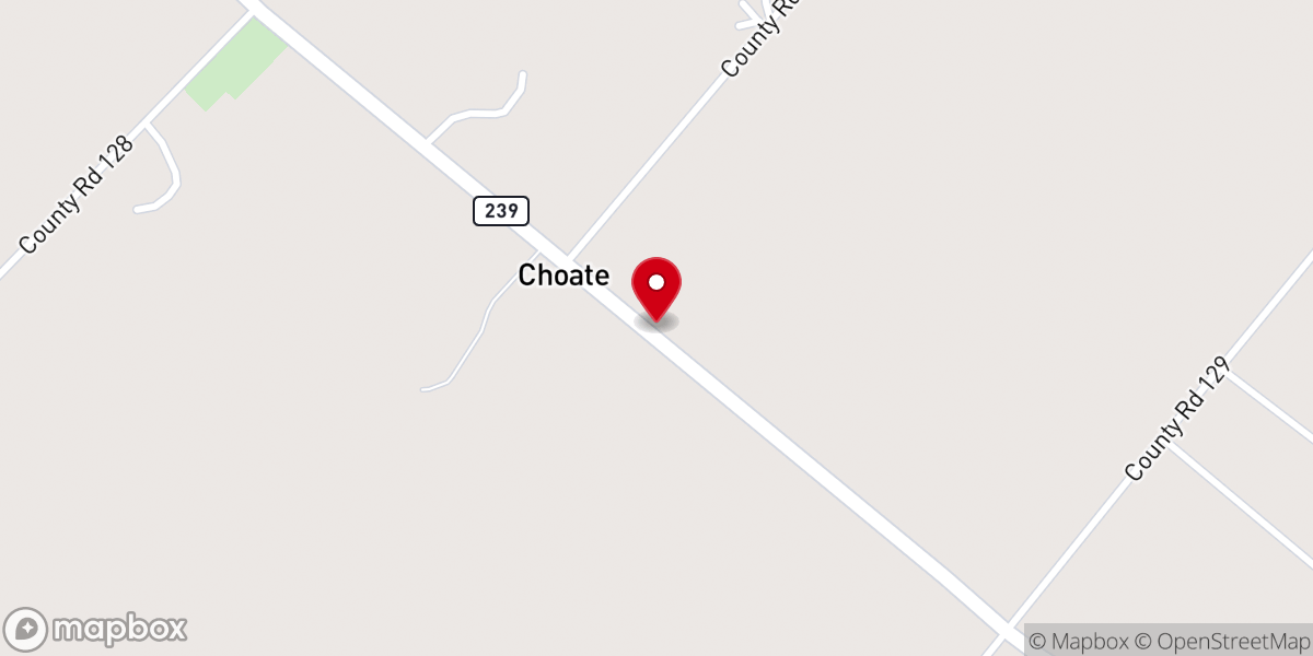 Map showing location of Choate Baptist Church