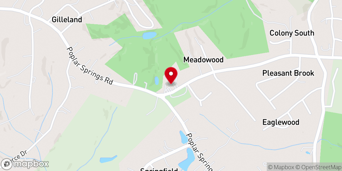 Map showing location of Poplar Springs Baptist Church