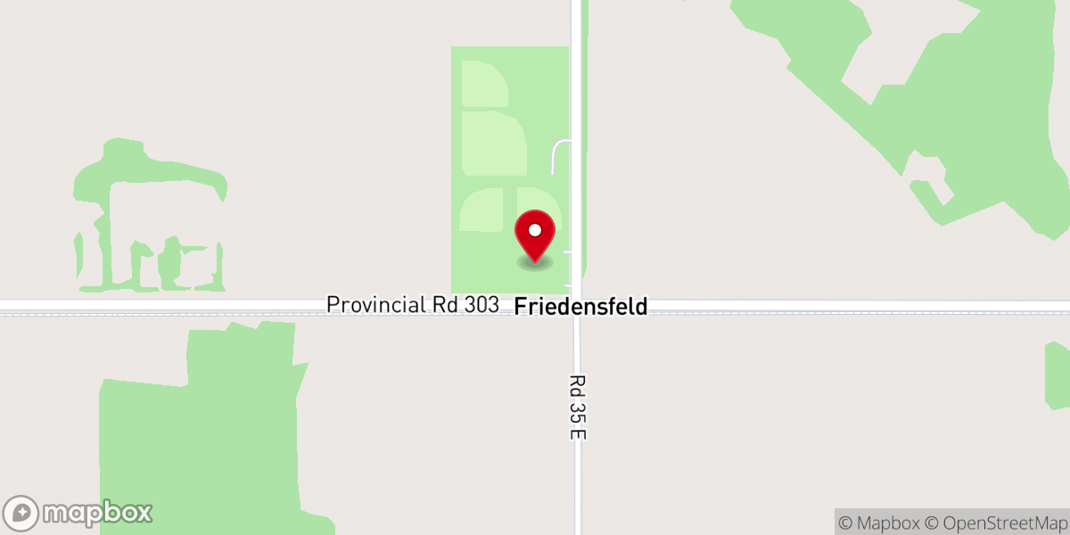 Map showing location of Friedensfeld Community Centre
