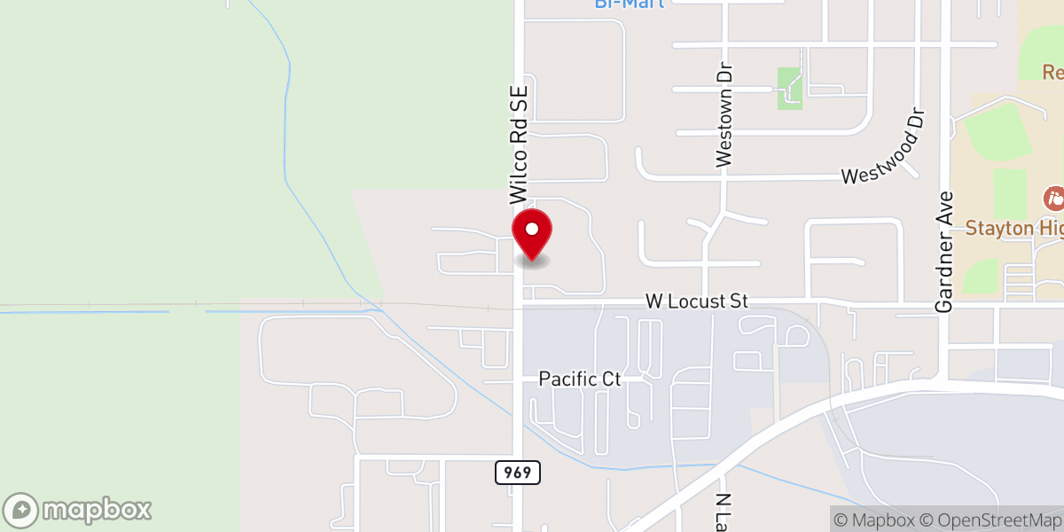 Map showing location of Stayton Community Food Bank