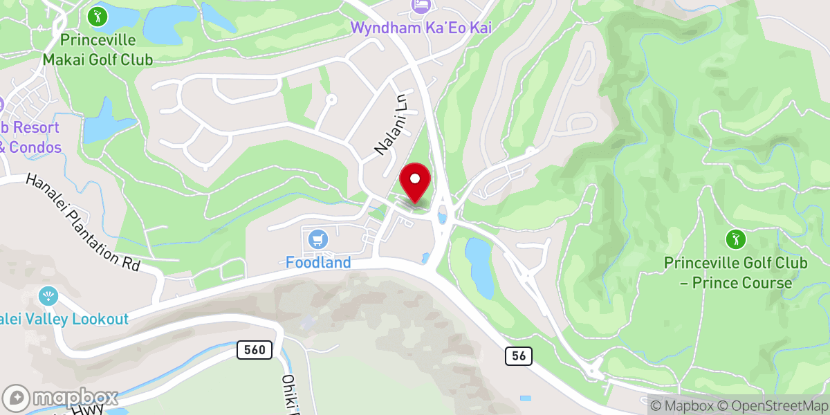 Map showing location of Hale Pule O Hanalei Church