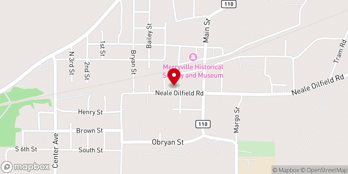 Map showing location of Merryville Community Center