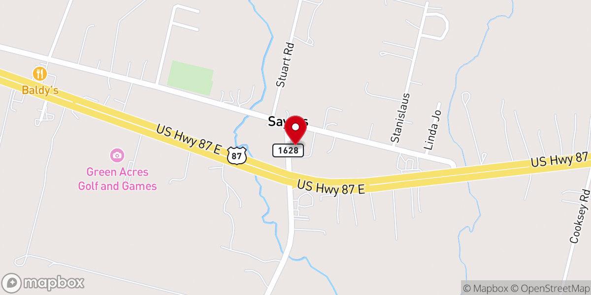Map showing location of Salem Sayers Baptist Church