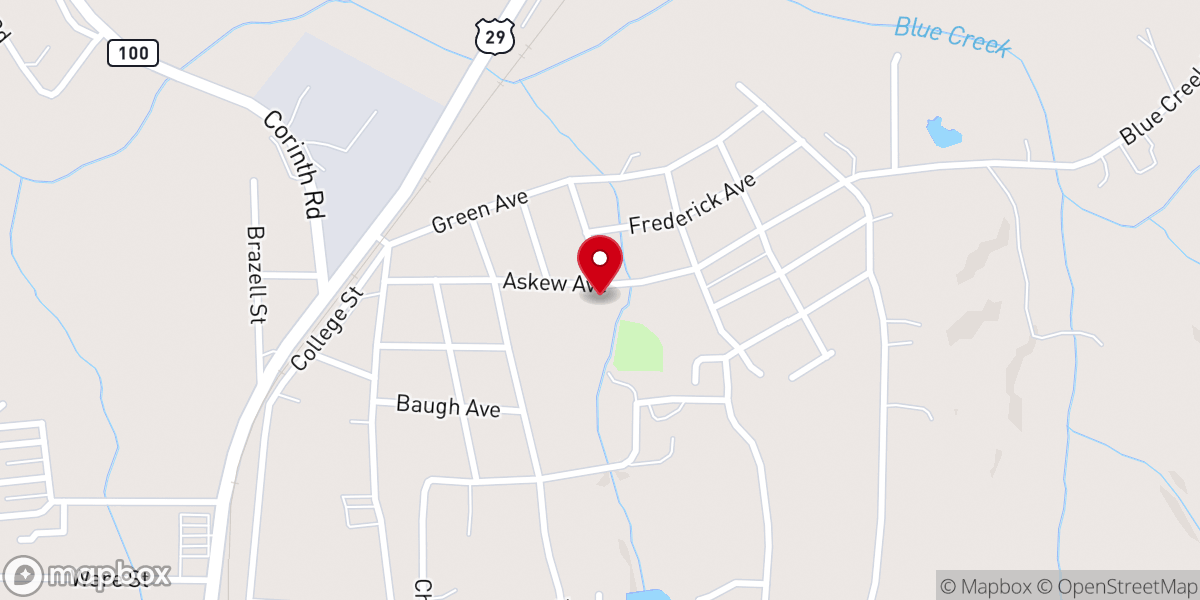 Map showing location of Highland Baptist Church
