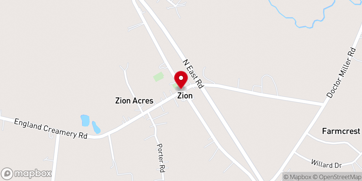 Map showing location of Zion United Methodist Church