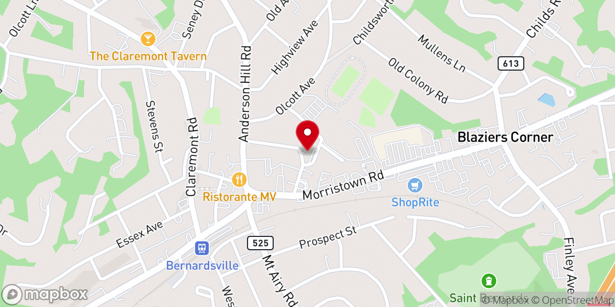 Map showing location of Bernardsville United Methodist Church