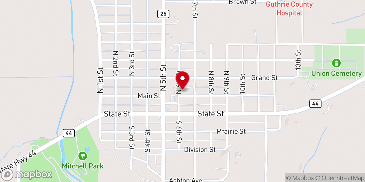 Map showing location of St. Mary's Catholic Church