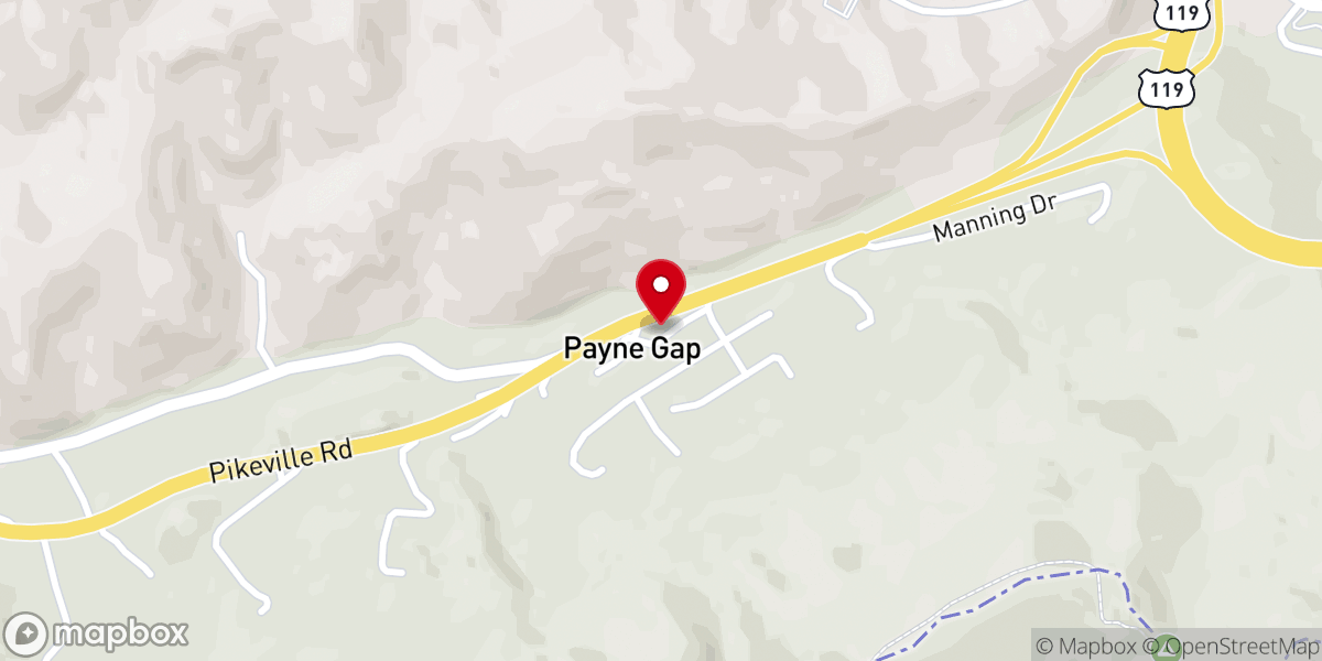 Map showing location of Payne Gap Freewill Baptist Church
