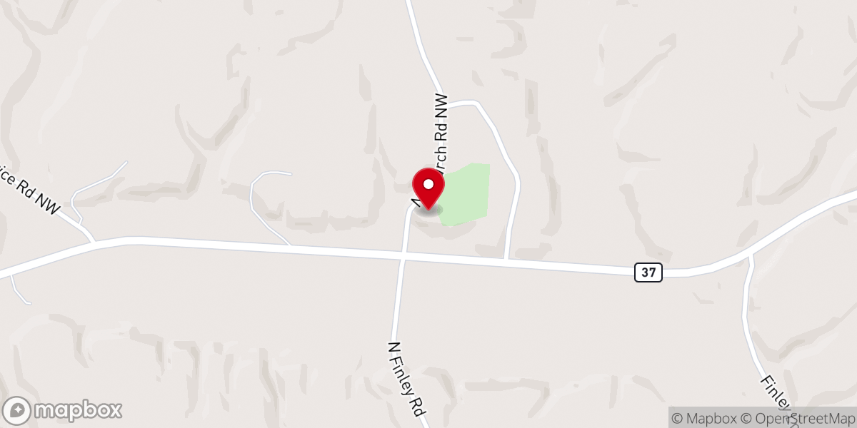 Map showing location of Deerfield Presbyterian Church