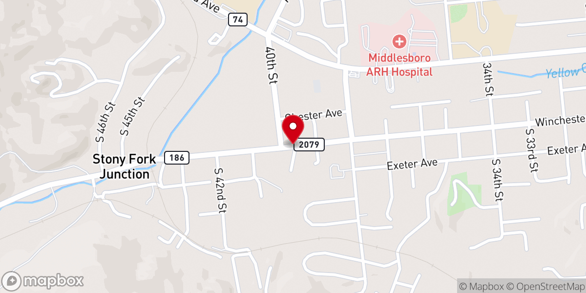 Map showing location of New Hope Baptist Church