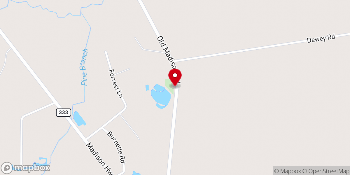 Map showing location of Sweet Field Baptist Church