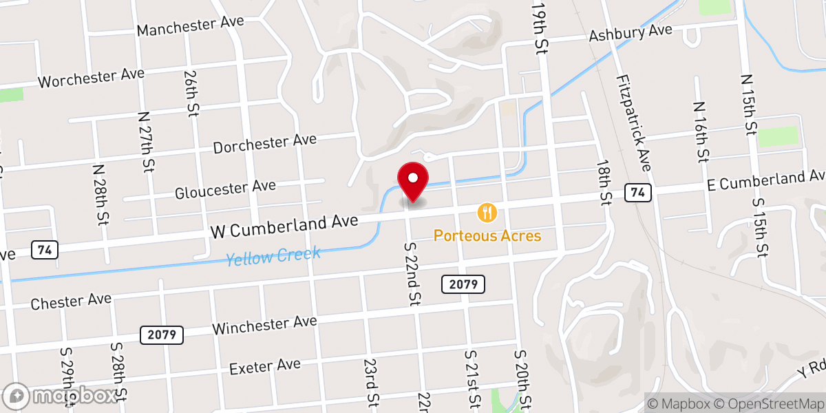 Map showing location of First Christian Church