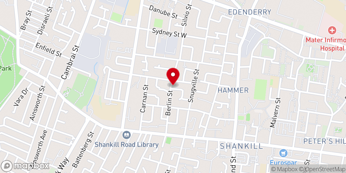 Map showing location of St Stephen's Coptic Orthodox church