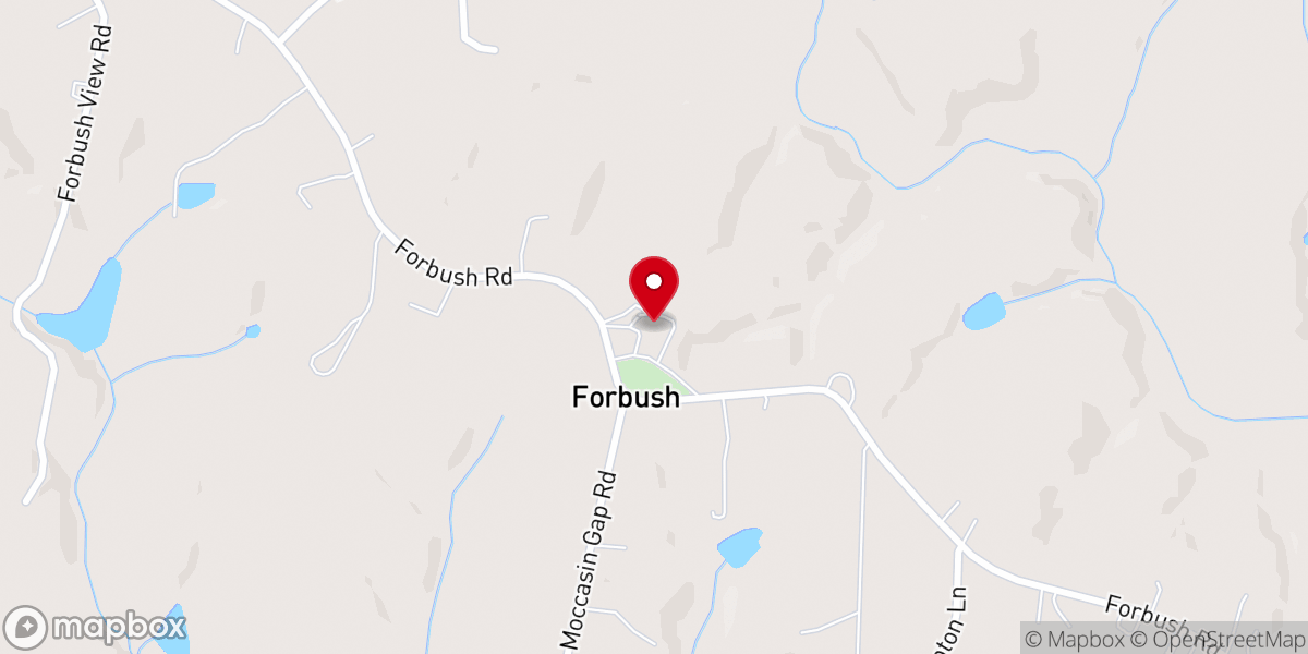 Map showing location of Forbush Friends Church