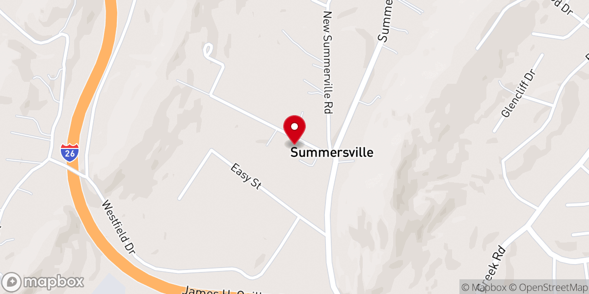 Map showing location of Summersville Baptist Church