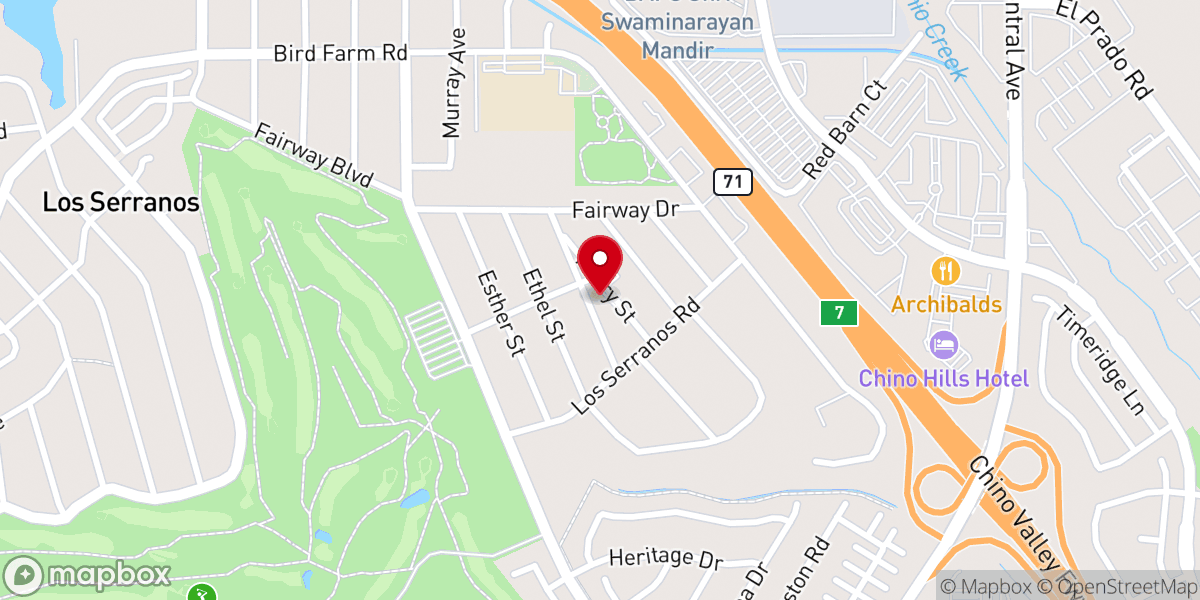 Map showing location of Chino Hills Foursquare Church