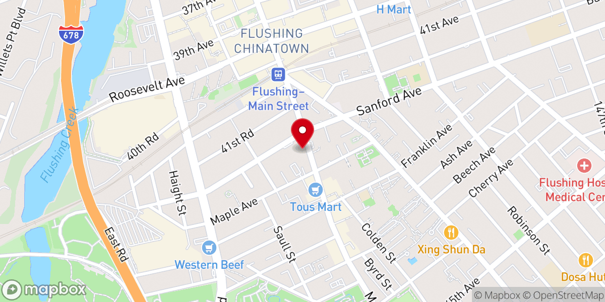 Map showing location of Faith Bible Church of Flushing