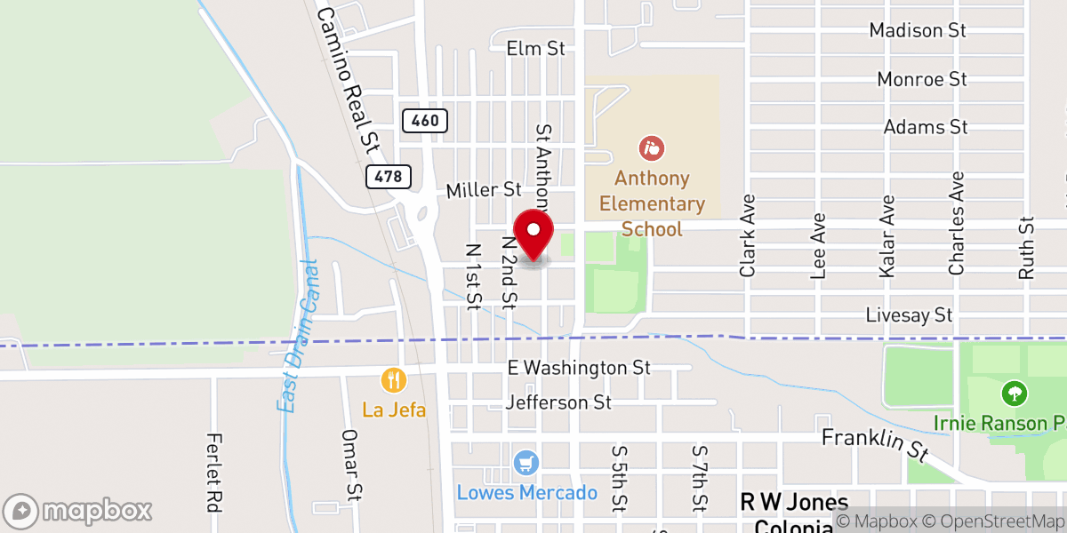 Map showing location of St. Anthony Catholic Church