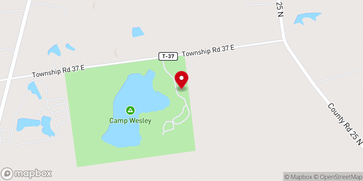 Map showing location of Wesley Camp & Retreat Center