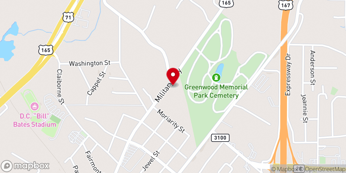 Map showing location of Pineville Christian Church