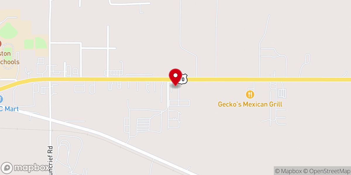Map showing location of New Hope Baptist Church