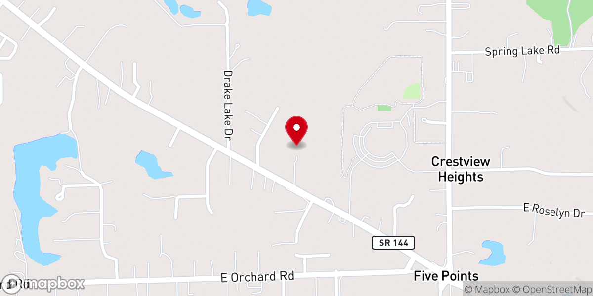 Map showing location of Five Points Baptist Church