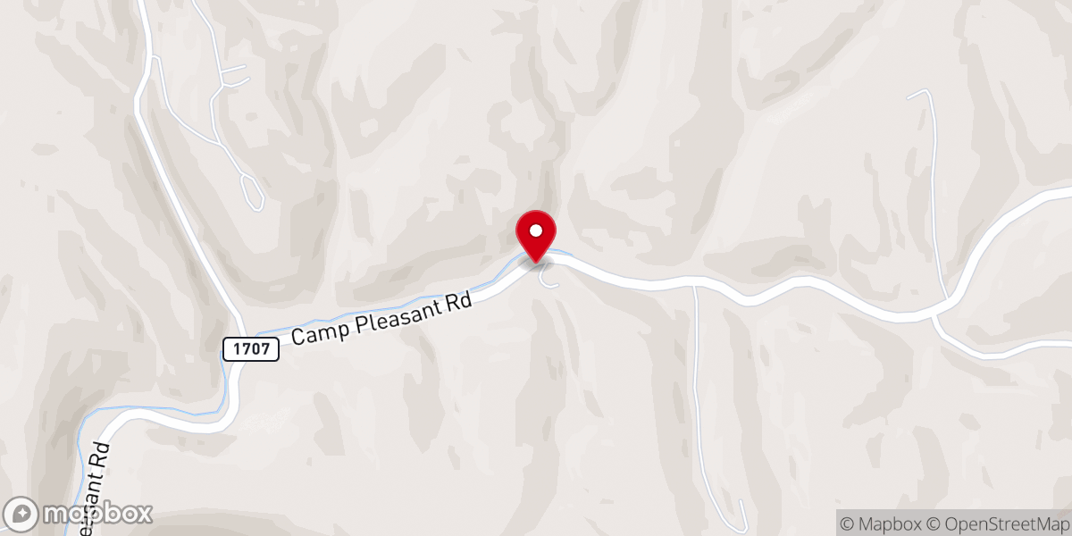 Map showing location of Camp Pleasant Church