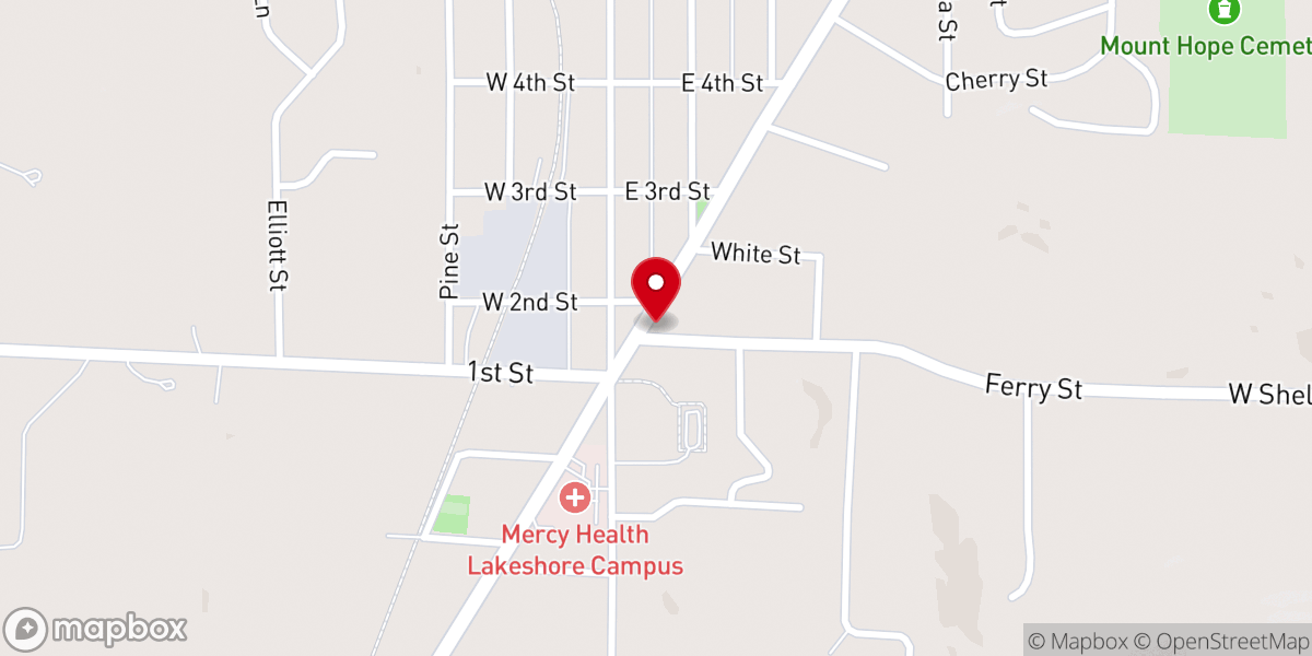 Map showing location of Shelby Wesleyan Church