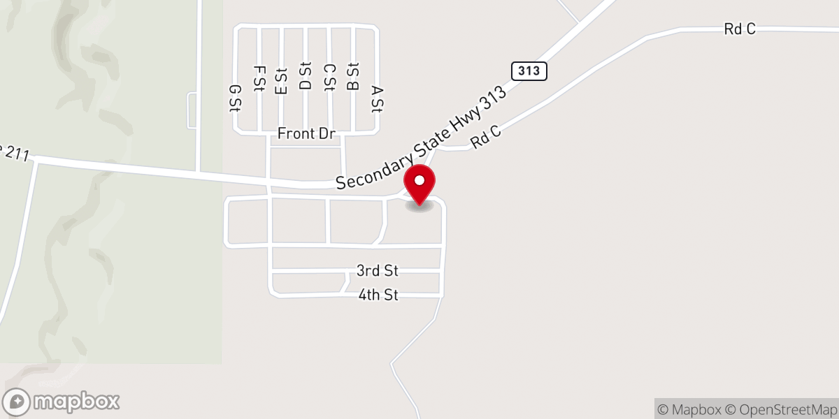 Map showing location of Big Horn Baptist Church