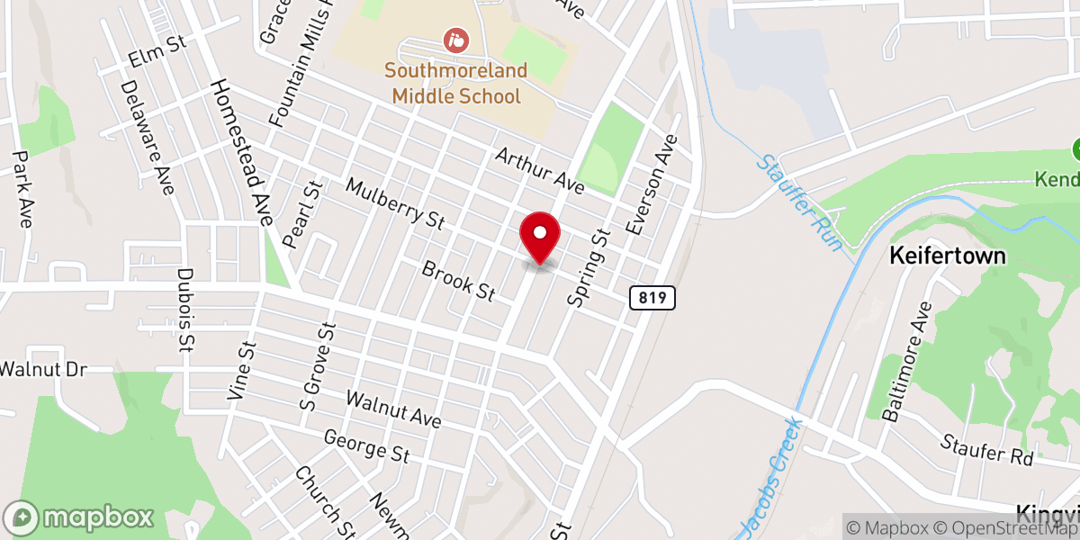 Map showing location of Calvin United Presbyterian