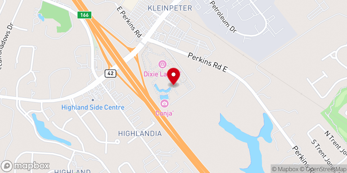 Map showing location of Blue Bayou Water Park