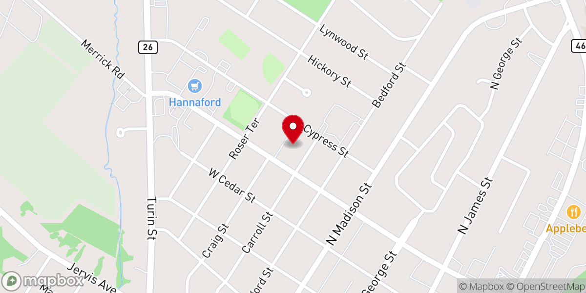 Map showing location of Saint John's Evangelical Lutheran Church