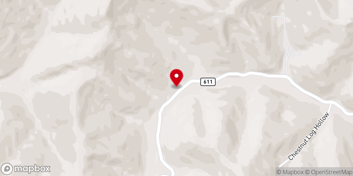 Map showing location of Poor Bottom Freewill Baptist Church