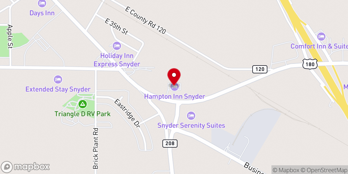 Map showing location of Hampton Inn Snyder