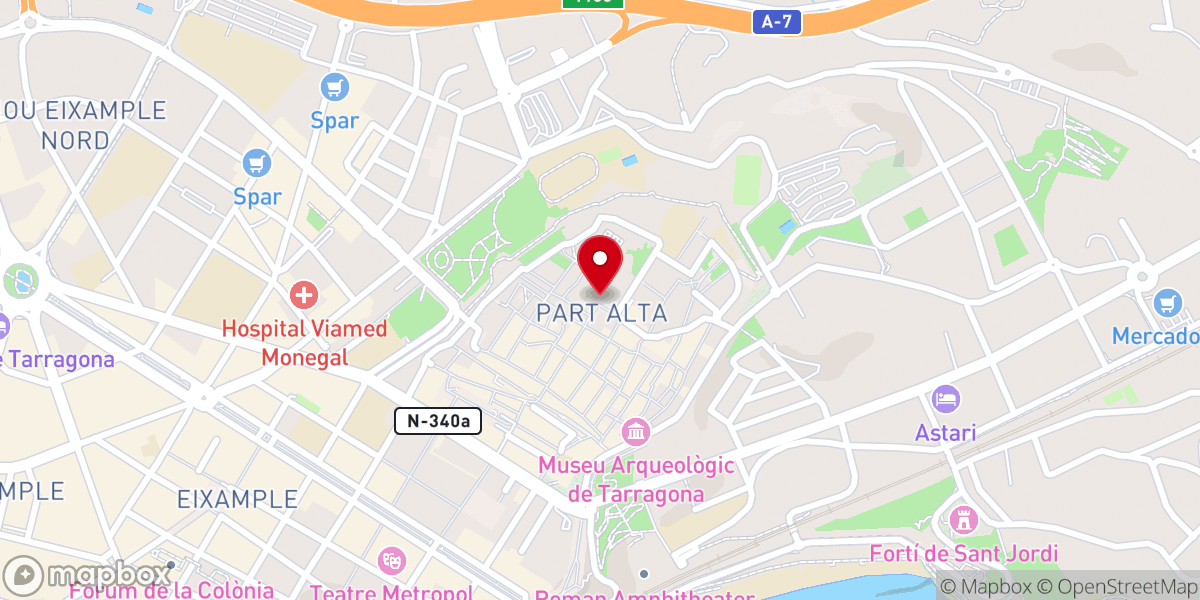 Map showing location of Catedral de Tarragona