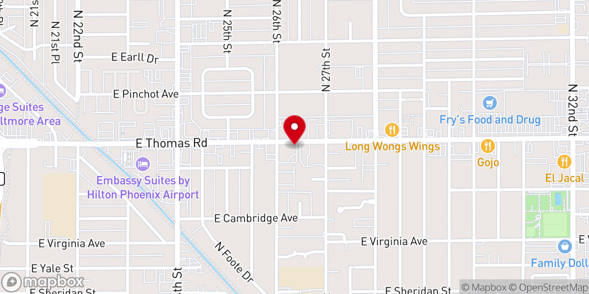 Map showing location of Assemblies of God Arizona District Council