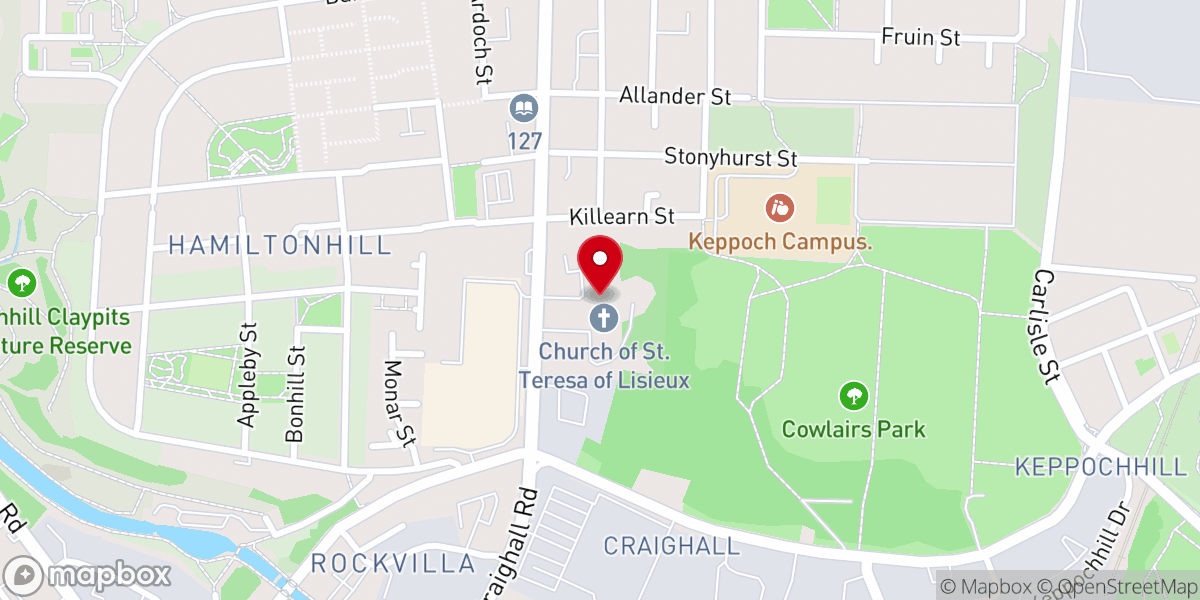 Map showing location of St Teresa of Lisieux RC Church