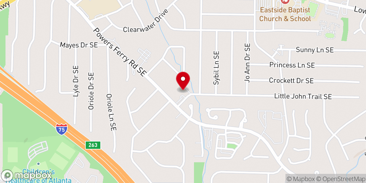 Map showing location of Marietta Bible Chapel