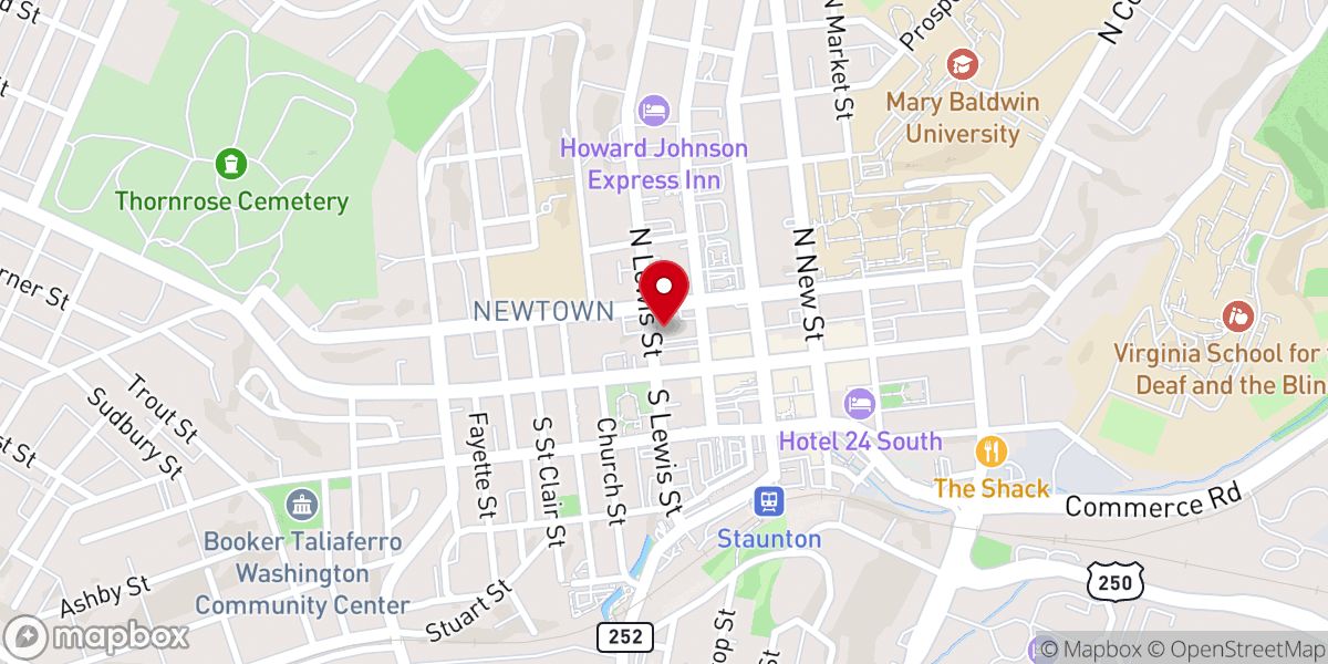 Map showing location of Restoration Anglican Church Staunton
