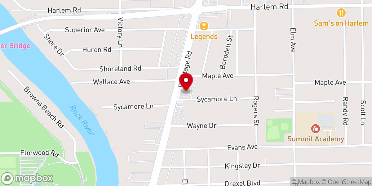 Map showing location of Evans United Methodist Church