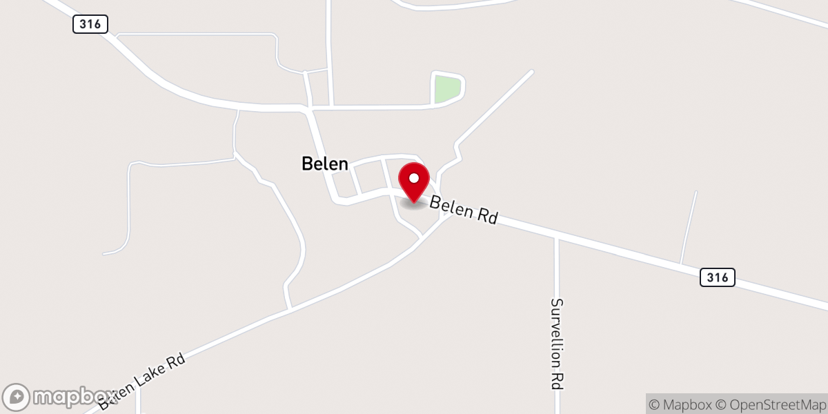 Map showing location of Belen Baptist Church