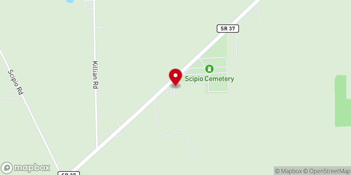 Map showing location of North Scipio Christian Church