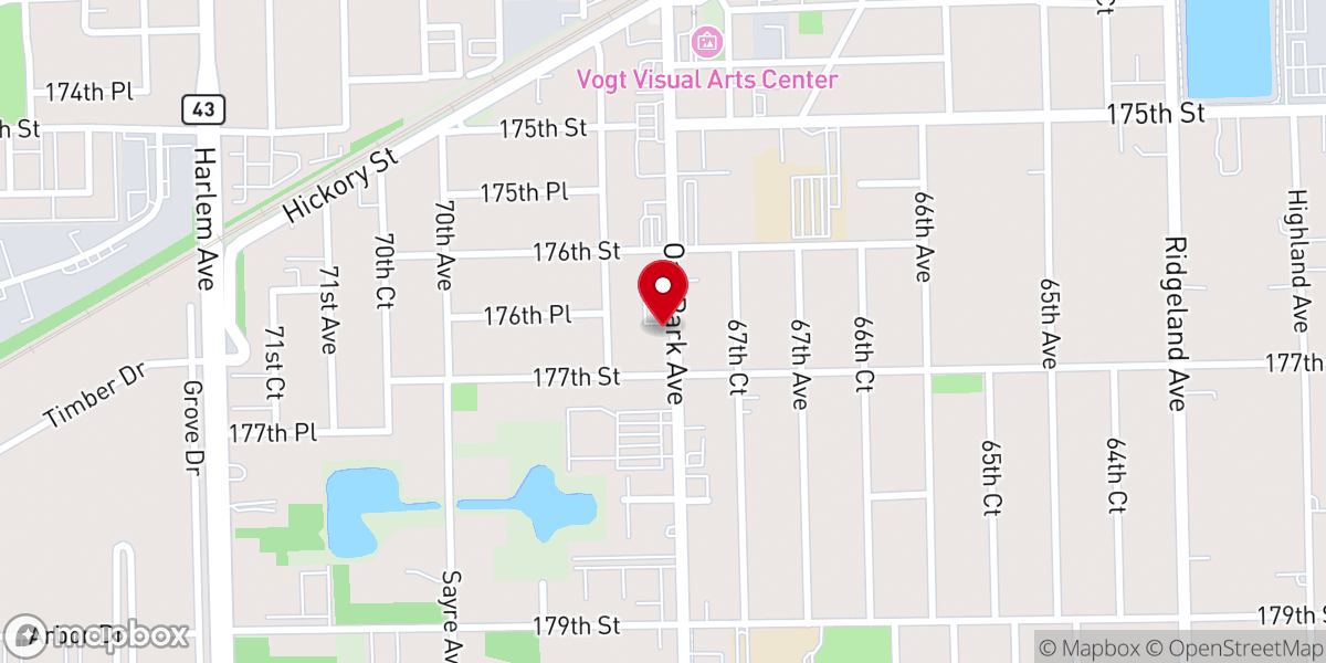 Map showing location of Tinley Park Roller Rink