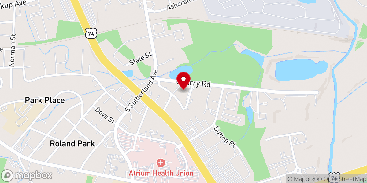 Map showing location of Bright Spot Baptist Church