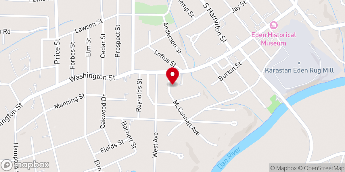 Map showing location of Leaksville Moravian Church