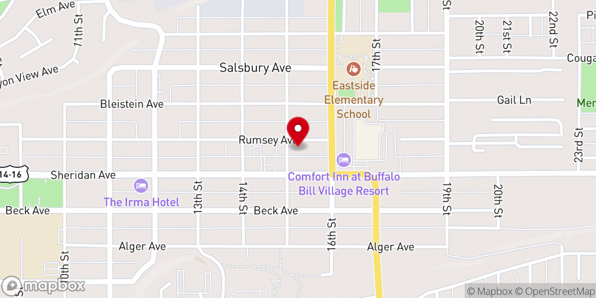 Map showing location of Cody Life Church