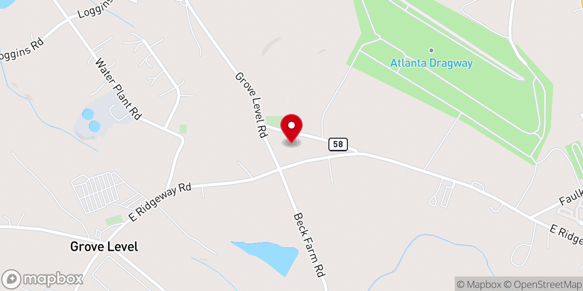Map showing location of Flat Creek Baptist Church