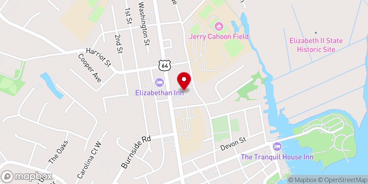 Map showing location of Manteo First Assembly