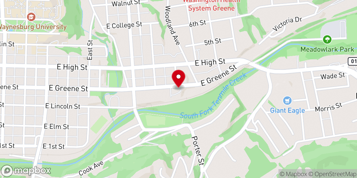 Map showing location of Waynesburg Bible Chapel